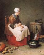 Jean Baptiste Simeon Chardin The Rubenputzerin oil painting on canvas